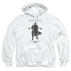 AN OFFCIALLY LICENSED BATMAN PAISLETY SILHOUETTE ADULT UNISEX PULLOVER HOODIE WHITE