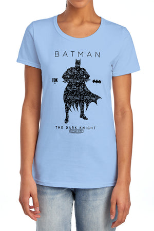 AN OFFCIALLY LICENSED BATMAN PAISLETY SILHOUETTE WOMEN'S REGULAR FIT T-SHIRT WHITE
