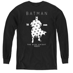AN OFFCIALLY LICENSED BATMAN STAR SILHOUETTE YOUTH LONG SLEEVE T-SHIRT BLACK