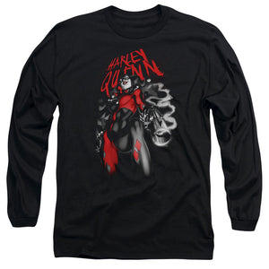 AN OFFCIALLY LICENSED BATMAN DOWN THE BARREL MEN'S LONG SLEEVE T-SHIRT BLACK