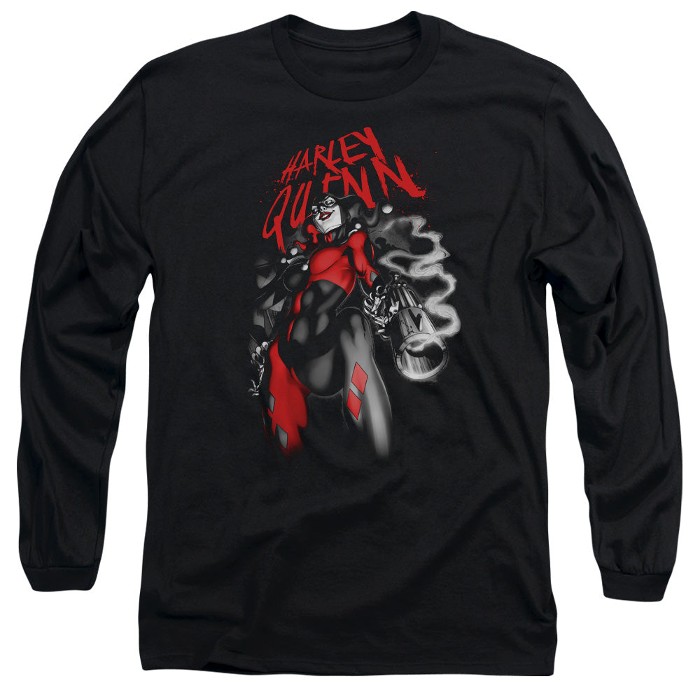 AN OFFCIALLY LICENSED BATMAN DOWN THE BARREL MEN'S LONG SLEEVE T-SHIRT BLACK