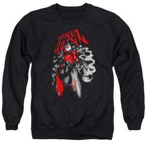 AN OFFCIALLY LICENSED BATMAN DOWN THE BARREL ADULT UNISEX CREWNECK SWEATSHIRT BLACK