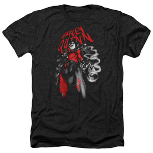 AN OFFCIALLY LICENSED BATMAN DOWN THE BARREL MEN'S HEATHER T-SHIRT CHARCOAL