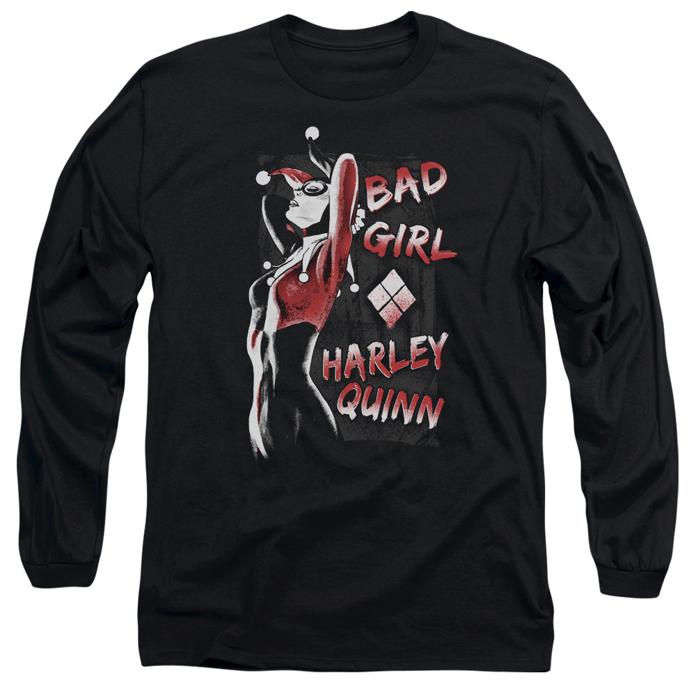 AN OFFCIALLY LICENSED BATMAN BAD GIRL MEN'S LONG SLEEVE T-SHIRT BLACK