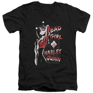 AN OFFCIALLY LICENSED BATMAN BAD GIRL MEN'S V-NECK T-SHIRT BLACK