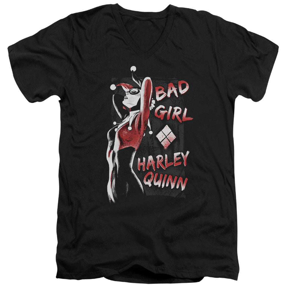 AN OFFCIALLY LICENSED BATMAN BAD GIRL MEN'S V-NECK T-SHIRT BLACK
