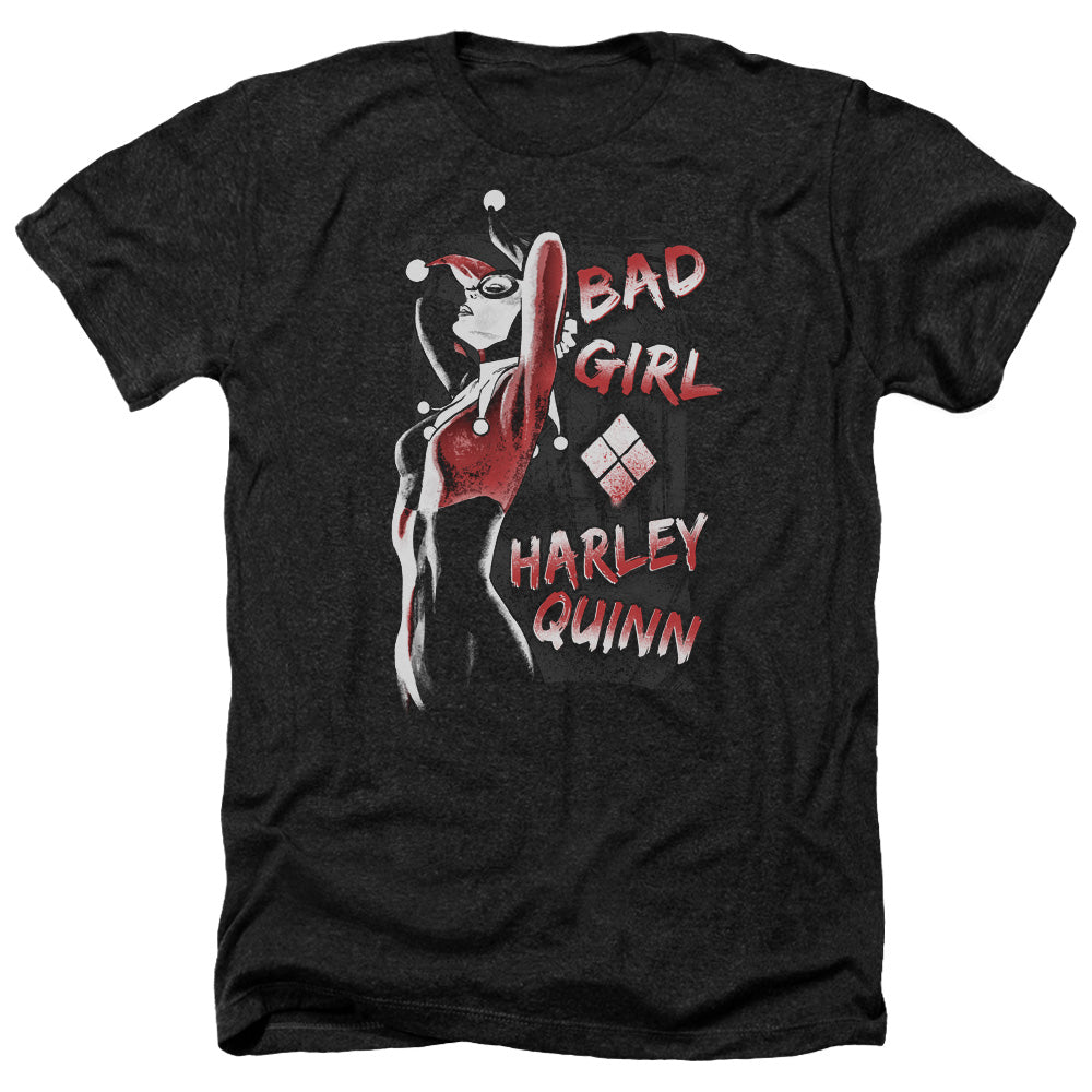 AN OFFCIALLY LICENSED BATMAN BAD GIRL MEN'S HEATHER T-SHIRT CHARCOAL