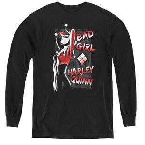 AN OFFCIALLY LICENSED BATMAN BAD GIRL YOUTH LONG SLEEVE T-SHIRT BLACK