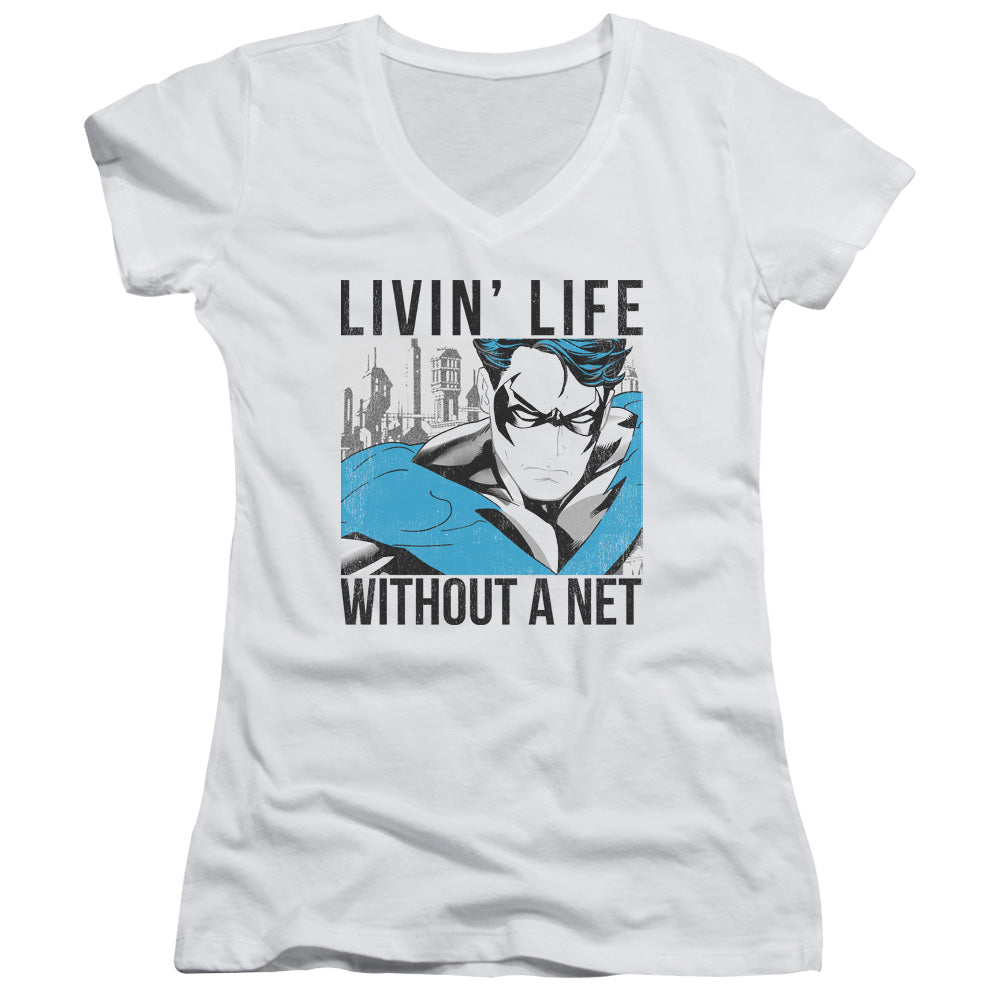 Batman Without A Net Licensed Women's T-Shirt Juniors V-Neck SM