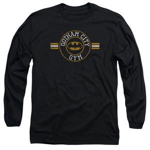AN OFFCIALLY LICENSED BATMAN GOTHAM CITY GYM MEN'S LONG SLEEVE T-SHIRT BLACK
