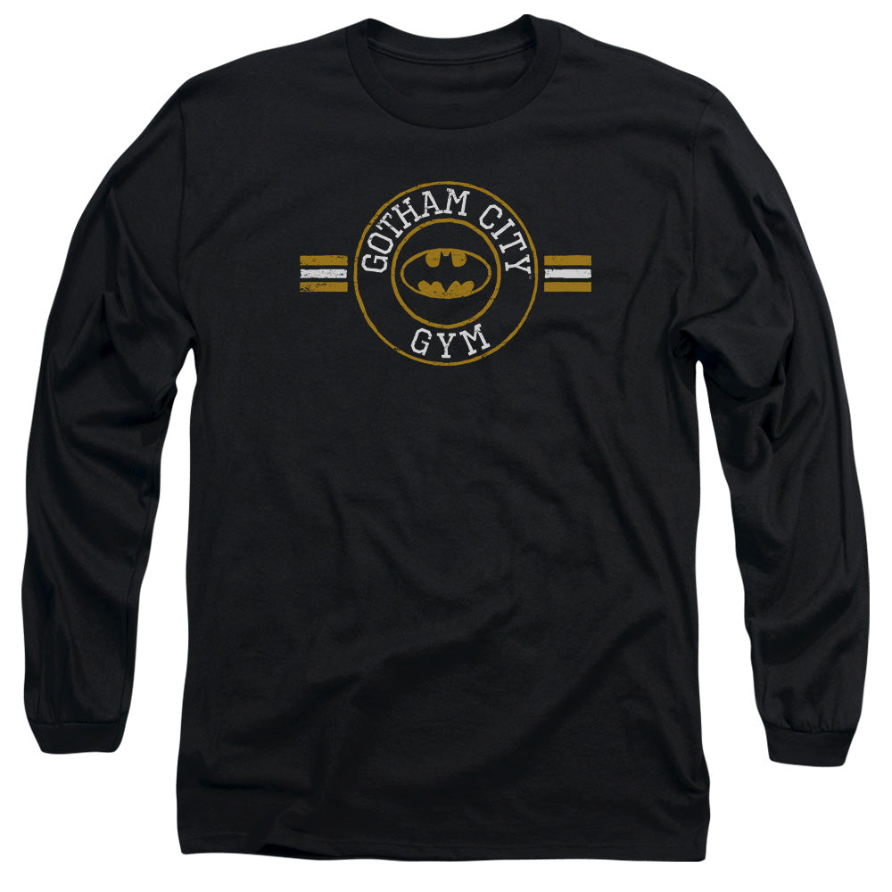 AN OFFCIALLY LICENSED BATMAN GOTHAM CITY GYM MEN'S LONG SLEEVE T-SHIRT BLACK