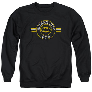 AN OFFCIALLY LICENSED BATMAN GOTHAM CITY GYM ADULT UNISEX CREWNECK SWEATSHIRT BLACK