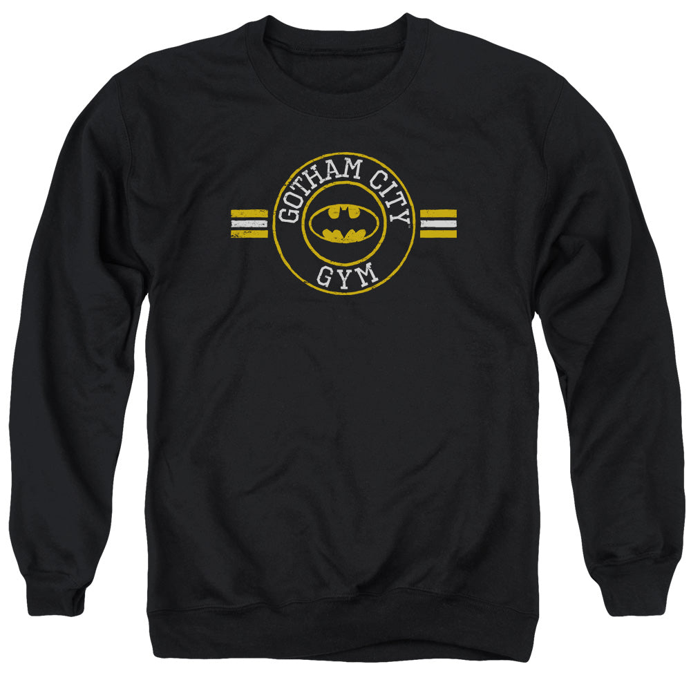 AN OFFCIALLY LICENSED BATMAN GOTHAM CITY GYM ADULT UNISEX CREWNECK SWEATSHIRT BLACK