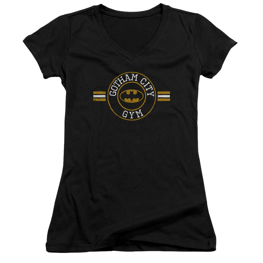 Batman Gotham City Gym Licensed Women's T-Shirt Juniors V-Neck SM