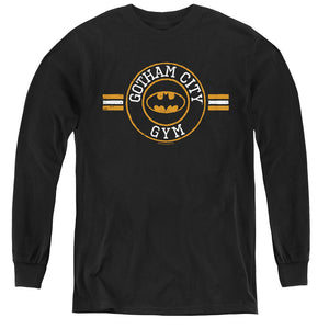 AN OFFCIALLY LICENSED BATMAN GOTHAM CITY GYM YOUTH LONG SLEEVE T-SHIRT BLACK