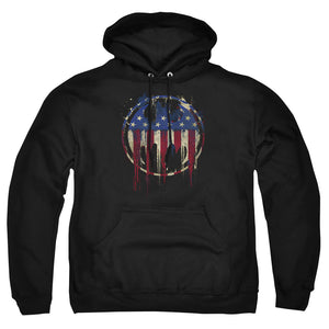 AN OFFCIALLY LICENSED BATMAN BLEEDING SIGNAL ADULT UNISEX PULLOVER HOODIE BLACK