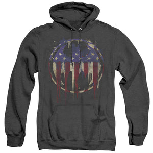 AN OFFCIALLY LICENSED BATMAN BLEEDING SIGNAL ADULT UNISEX HEATHER PULLOVER HOODIE BLACK