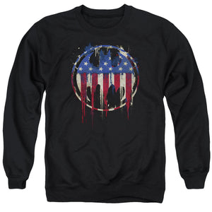 AN OFFCIALLY LICENSED BATMAN BLEEDING SIGNAL ADULT UNISEX CREWNECK SWEATSHIRT BLACK
