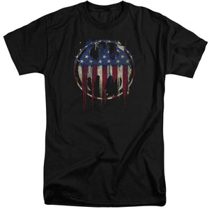 AN OFFCIALLY LICENSED BATMAN BLEEDING SIGNAL MEN'S TALL FIT T-SHIRT BLACK