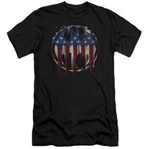 AN OFFCIALLY LICENSED BATMAN BLEEDING SIGNAL MEN'S PREMIUM SLIM FIT T-SHIRT BLACK