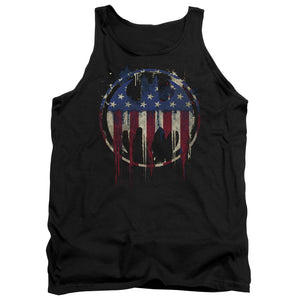 AN OFFCIALLY LICENSED BATMAN BLEEDING SIGNAL ADULT UNISEX TANK TOP BLACK
