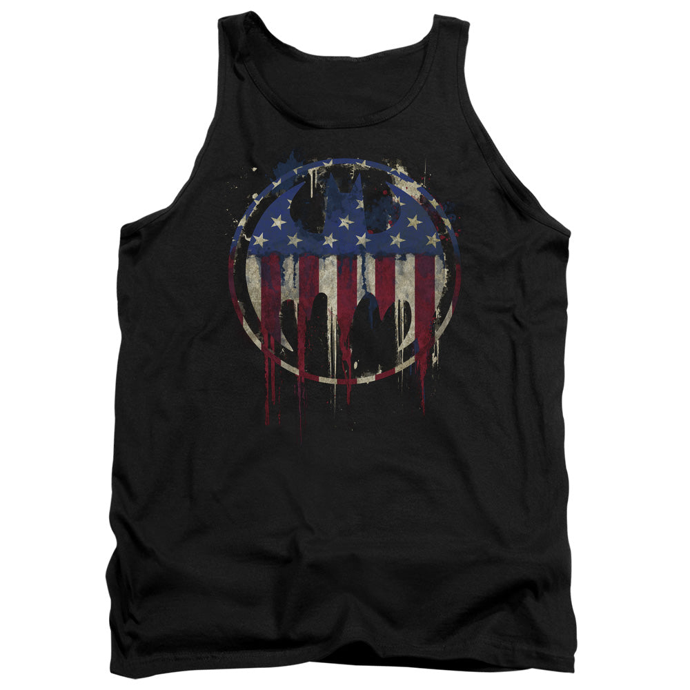 AN OFFCIALLY LICENSED BATMAN BLEEDING SIGNAL ADULT UNISEX TANK TOP BLACK