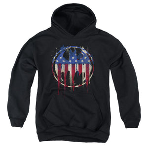 AN OFFCIALLY LICENSED BATMAN BLEEDING SIGNAL YOUTH HOODIE BLACK