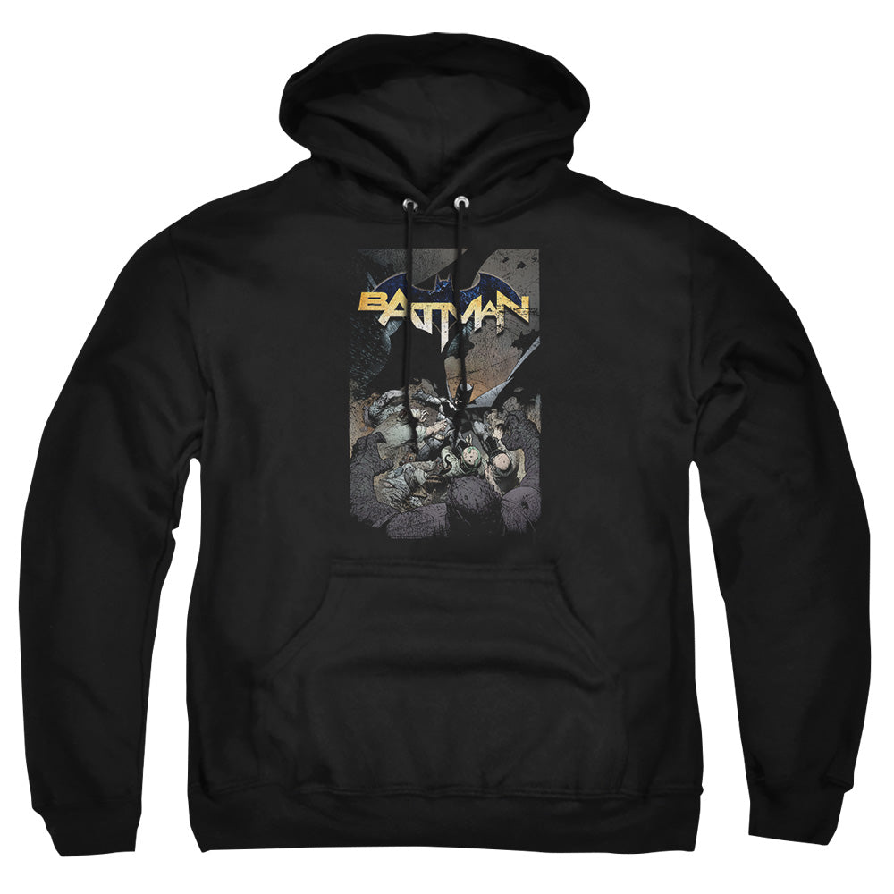 AN OFFCIALLY LICENSED BATMAN BATMAN ONE ADULT UNISEX PULLOVER HOODIE BLACK