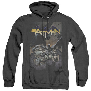 AN OFFCIALLY LICENSED BATMAN BATMAN ONE ADULT UNISEX HEATHER PULLOVER HOODIE BLACK