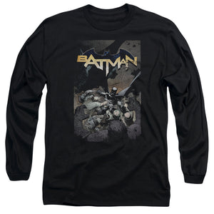 AN OFFCIALLY LICENSED BATMAN BATMAN ONE MEN'S LONG SLEEVE T-SHIRT BLACK
