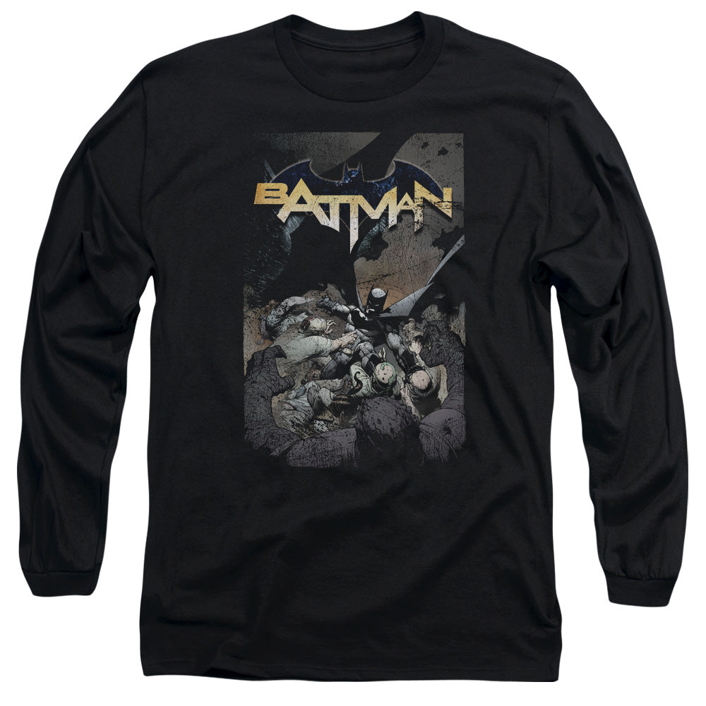 AN OFFCIALLY LICENSED BATMAN BATMAN ONE MEN'S LONG SLEEVE T-SHIRT BLACK
