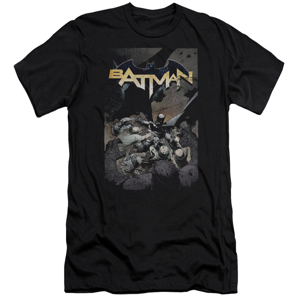 AN OFFCIALLY LICENSED BATMAN BATMAN ONE MEN'S PREMIUM SLIM FIT T-SHIRT BLACK