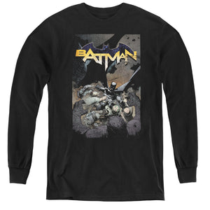 AN OFFCIALLY LICENSED BATMAN BATMAN ONE YOUTH LONG SLEEVE T-SHIRT BLACK