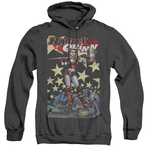 AN OFFCIALLY LICENSED BATMAN QUINN ONE ADULT UNISEX HEATHER PULLOVER HOODIE BLACK