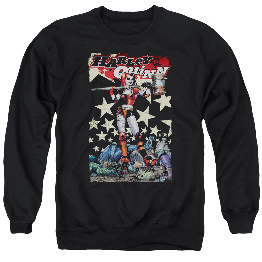 AN OFFCIALLY LICENSED BATMAN QUINN ONE ADULT UNISEX CREWNECK SWEATSHIRT BLACK