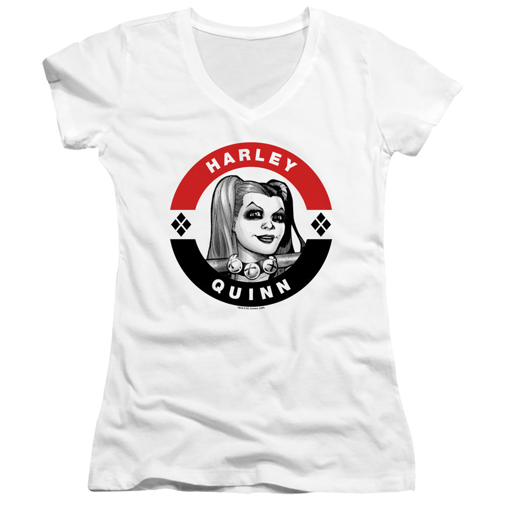 Batman Harley President Circle Licensed Women's T-Shirt Juniors V-Neck SM