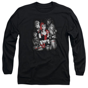 AN OFFCIALLY LICENSED BATMAN BAD GALS BW MEN'S LONG SLEEVE T-SHIRT BLACK