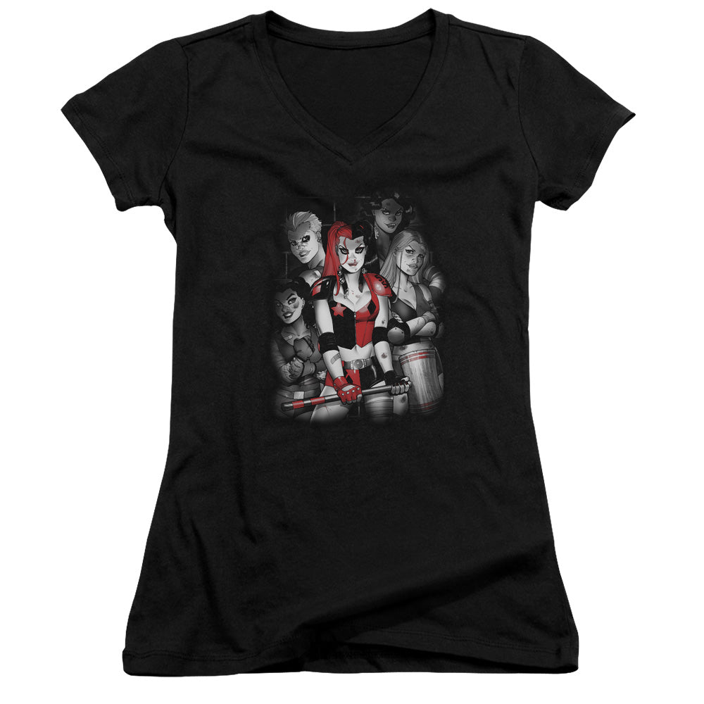 Batman Bad Gals Bw Licensed Women's T-Shirt Juniors V-Neck SM