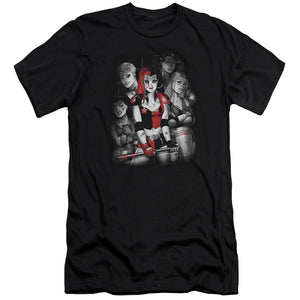 AN OFFCIALLY LICENSED BATMAN BAD GALS BW MEN'S PREMIUM SLIM FIT T-SHIRT BLACK