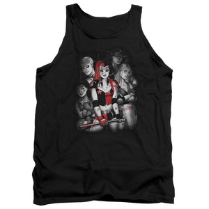 AN OFFCIALLY LICENSED BATMAN BAD GALS BW ADULT UNISEX TANK TOP BLACK