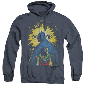 AN OFFCIALLY LICENSED BATMAN WATCHERS ADULT UNISEX HEATHER PULLOVER HOODIE NAVY