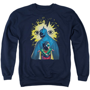 AN OFFCIALLY LICENSED BATMAN WATCHERS ADULT UNISEX CREWNECK SWEATSHIRT NAVY