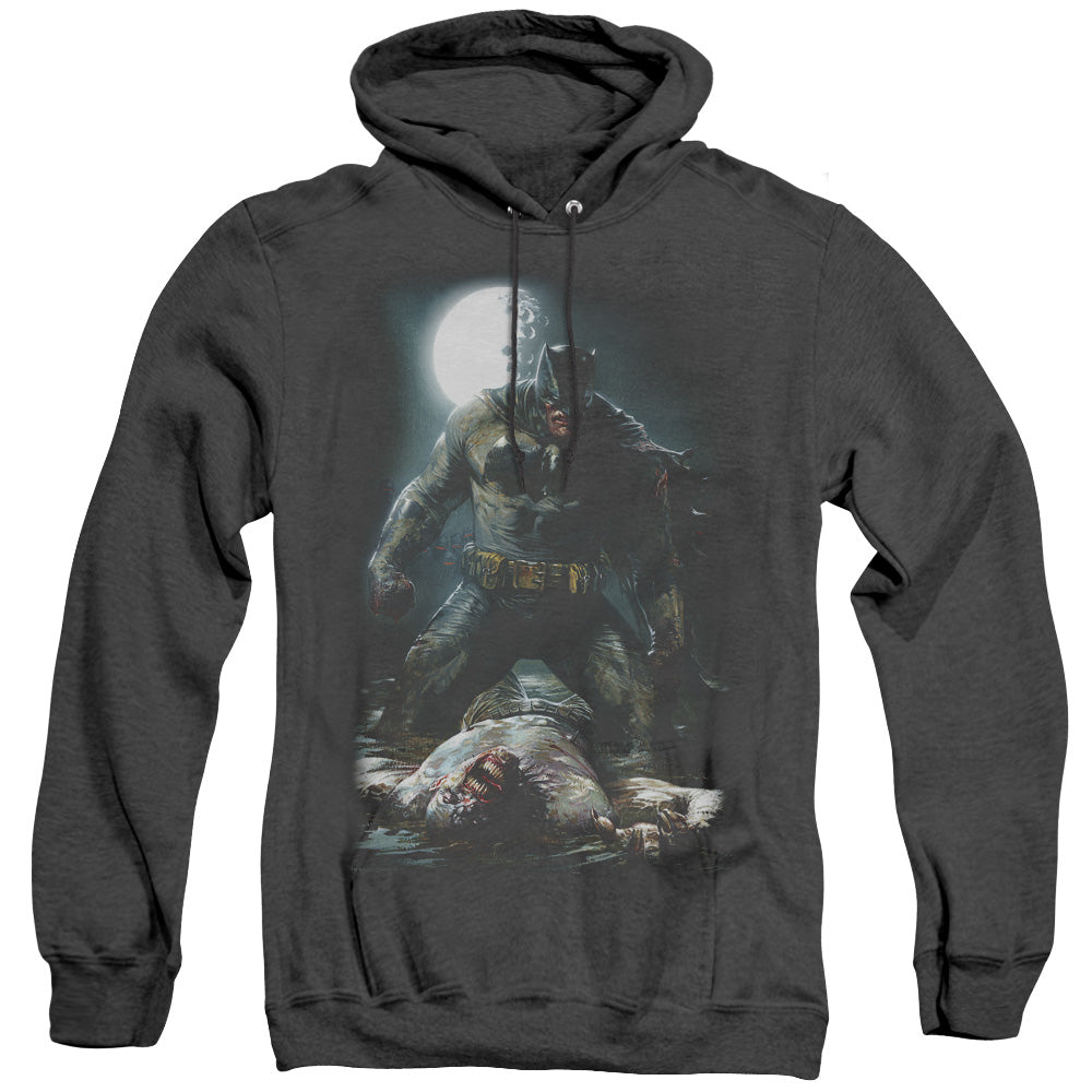 AN OFFCIALLY LICENSED BATMAN MUDHOLE ADULT UNISEX HEATHER PULLOVER HOODIE BLACK