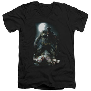AN OFFCIALLY LICENSED BATMAN MUDHOLE MEN'S V-NECK T-SHIRT BLACK