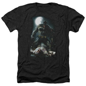 AN OFFCIALLY LICENSED BATMAN MUDHOLE MEN'S HEATHER T-SHIRT CHARCOAL