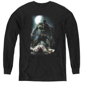 AN OFFCIALLY LICENSED BATMAN MUDHOLE YOUTH LONG SLEEVE T-SHIRT BLACK
