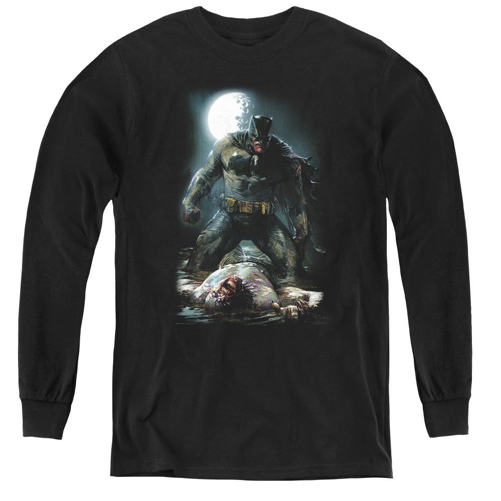 AN OFFCIALLY LICENSED BATMAN MUDHOLE YOUTH LONG SLEEVE T-SHIRT BLACK
