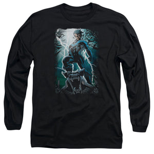 AN OFFCIALLY LICENSED BATMAN NIGHT LIGHT MEN'S LONG SLEEVE T-SHIRT BLACK