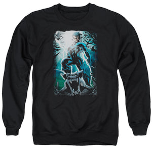 AN OFFCIALLY LICENSED BATMAN NIGHT LIGHT ADULT UNISEX CREWNECK SWEATSHIRT BLACK