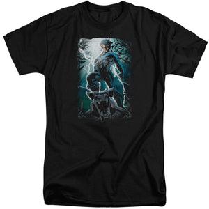 AN OFFCIALLY LICENSED BATMAN NIGHT LIGHT MEN'S TALL FIT T-SHIRT BLACK